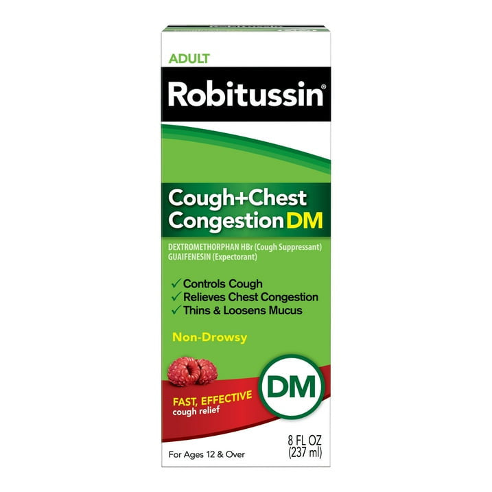 Robitussin Cough plus Chest Congestion Dm Liquid for Adult, 8 Oz